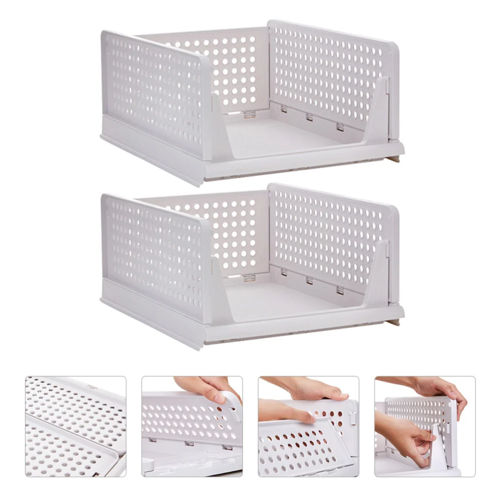 

2PCS Drawer Type Clothes Holders Stackable Bedroom Closet Organization Rack