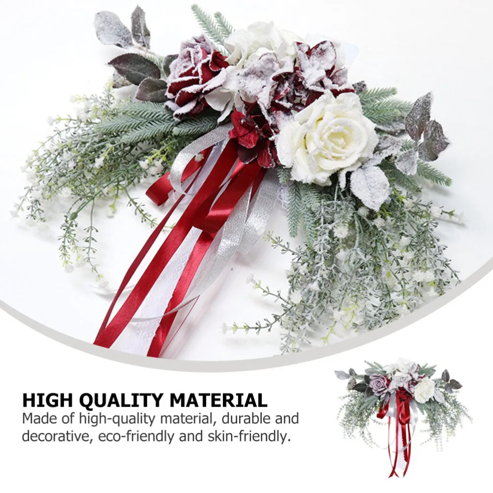 

1Pc Christmas Rose Garland Door Head Adornment Delicate Hanging Ornament
