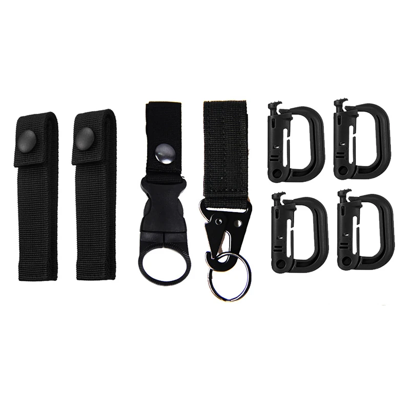 

Тактические зажимы для снаряжения, 16 шт., ремешок с пряжкой брелок с крючками, эластичный стяжной ремень для рюкзака Molle, крепления для лямок,...