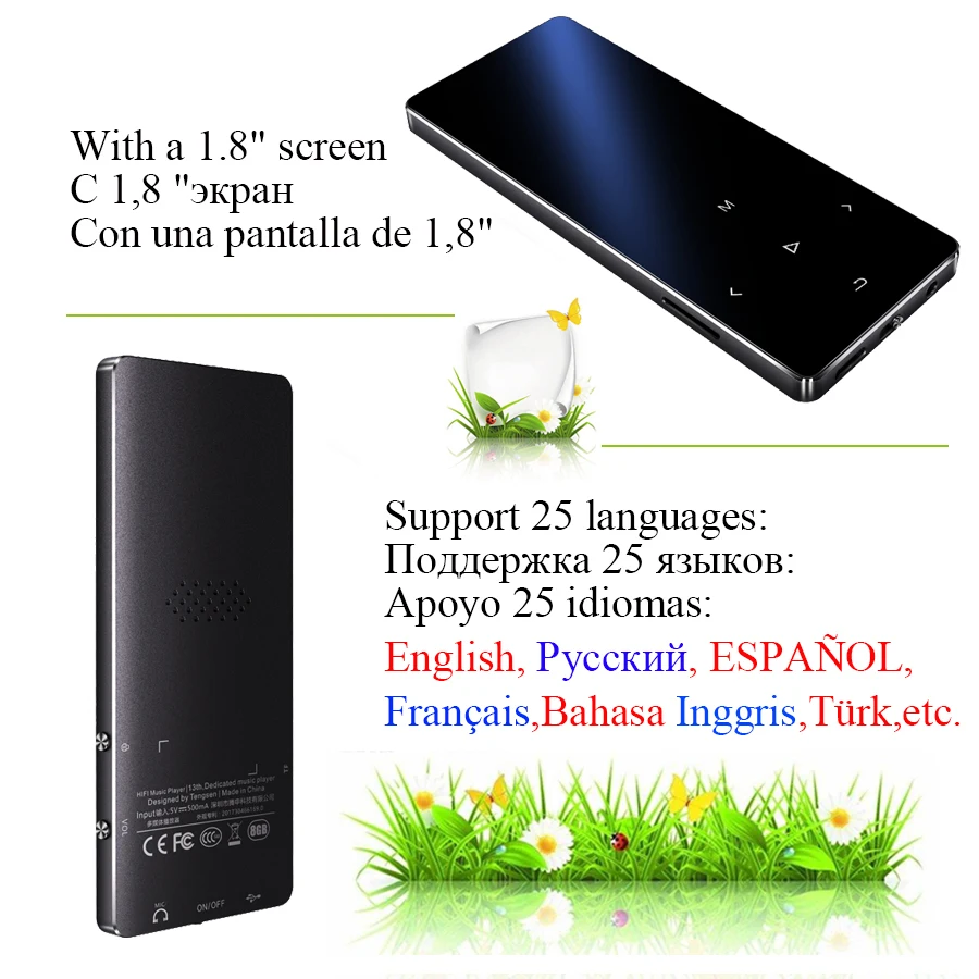 Mp3-плеер без потерь компактный металлический плеер с поддержкой Wi-Fi и FM-радио 4 ГБ/8