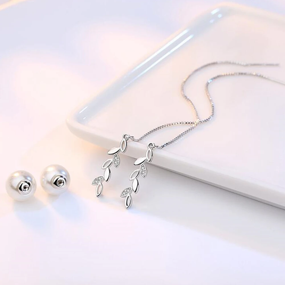 

925 Sterling Silver New Fashion Jewelry Ear Wire Female Flowers Exaggerated Tassel Jewelry Imitation Pearls Earrings