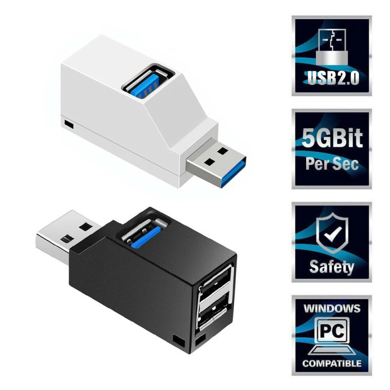 

2022 usb-хаб Mini USB 2,0 высокоскоростной разветвитель концентратора Hub3 разветвитель для ПК ноутбука USB 480 порт до Мбит/с 1 ПК 3 порта