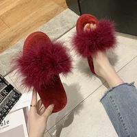 2021 fashion new cute plush slippers womens home wear cotton shoes non slip warm and durable plush slippers women
