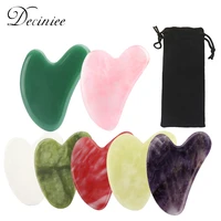 10 types jade gua sha stone massage scraping facial tool for spa acupuncture therapy treatment puffiness tightening with pouch