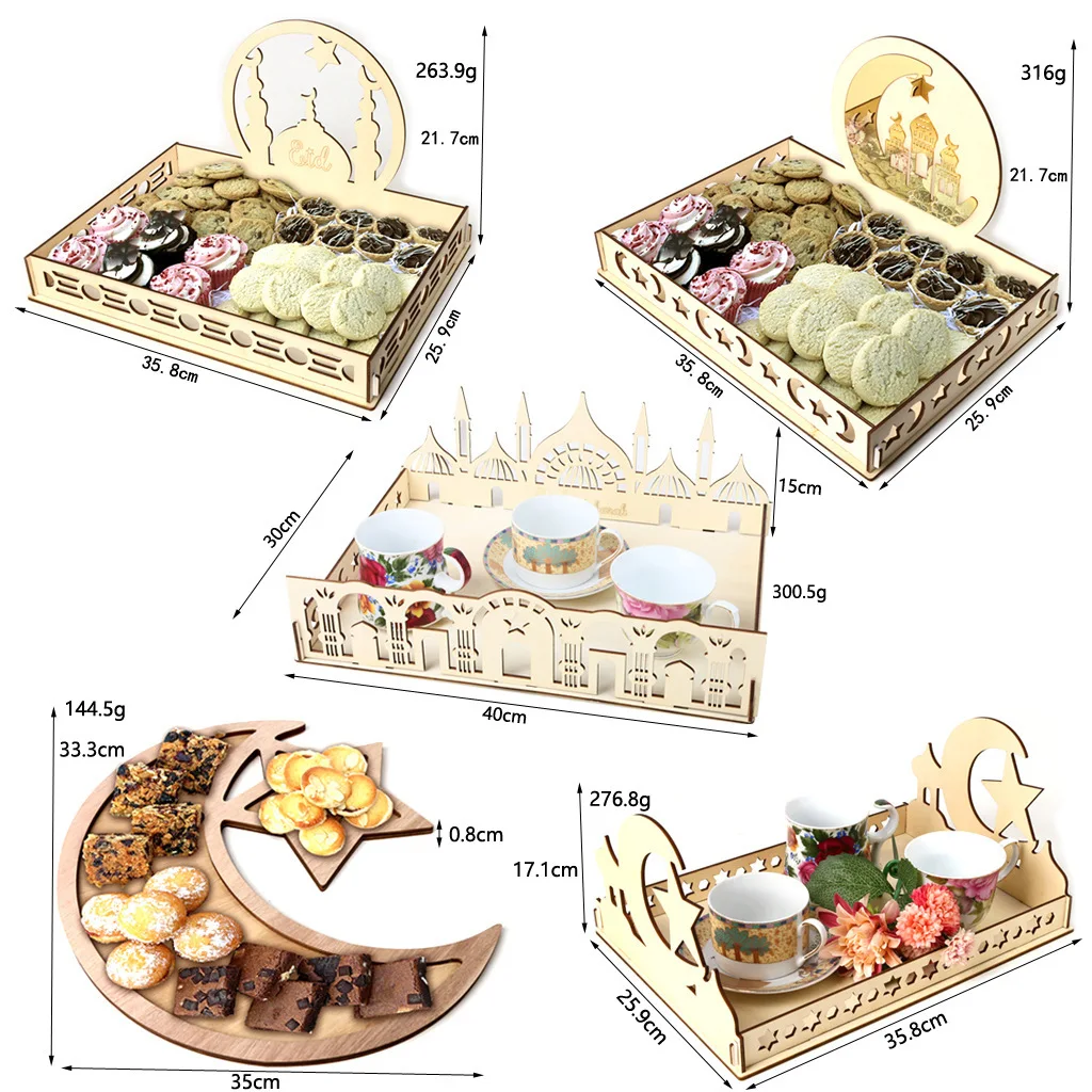 

Wooden Eid Dessert Box Decor Happy Eid Mubarak Islamic Muslim Party Decor Moon Star Ramadan Kareem Eid AL Adha Decor For Home