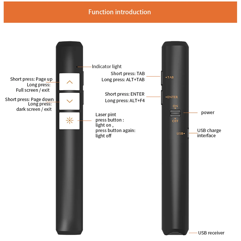 All In One 2.4GHz Wireless Presenter Pen Powerpoint Presentation Clicker PPT Pointer Laser USB Remote Control | Электроника