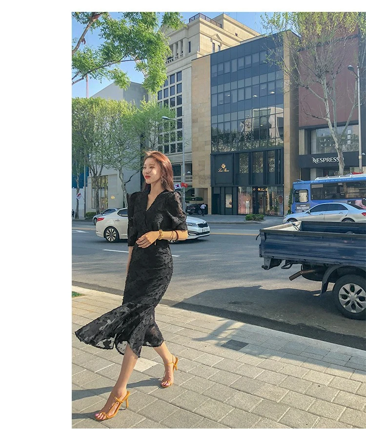 

Korean Commuter OL Long Fishtail Slim Banquet Noble Dress Skirt Dress Women