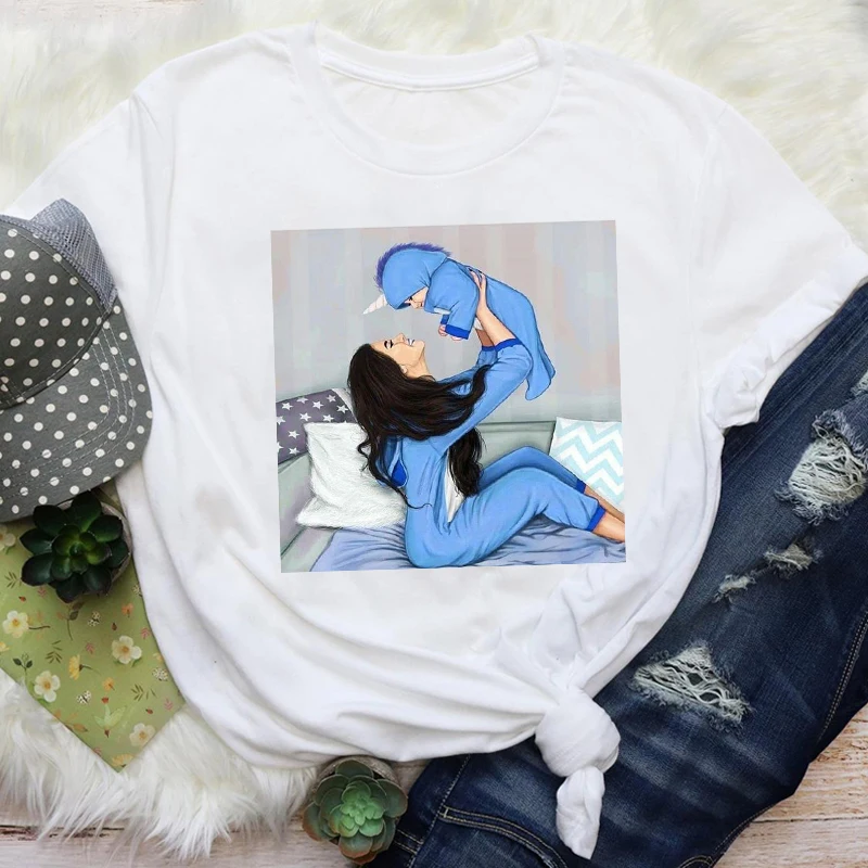 

Women Mom Mama Short Sleeve Fashion 90s Cute Casual Mother Cartoon Graphic Tees Clothes Print Tops Lady Female T Shirt T-Shirt