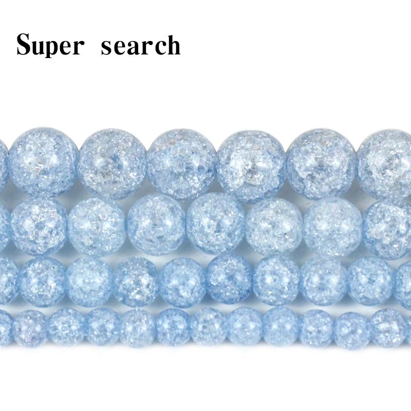 

Синие природные трещины, круглые бусины из кварцевого стекла с кристаллами попкорна 6, 8, 10, 12 мм для браслета, ожерелья, ювелирное изделие, 15 д...
