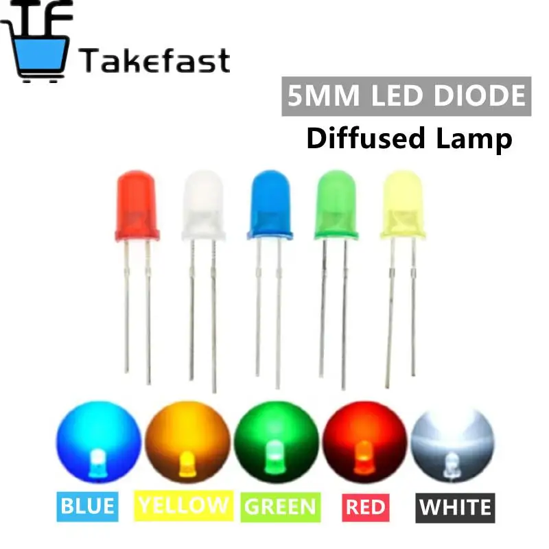 100 шт./лот прозрачный/рассеянный круглый 5 мм супер яркий вода прозрачный зеленый