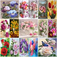 5d diy diamond painting flowers rose in vase cross stitch kit full drill embroidery mosaic art picture of rhinestones decor