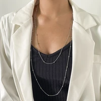 2021 fashion women long style tassel chain necklace personality round bead chain fashion jewelry lightweight women exclusive