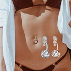 Классические кольца для пупка с кристаллами, кольцо для пупка, циркон, висячие, пирсинг пупка, модные украшения для тела для женщин