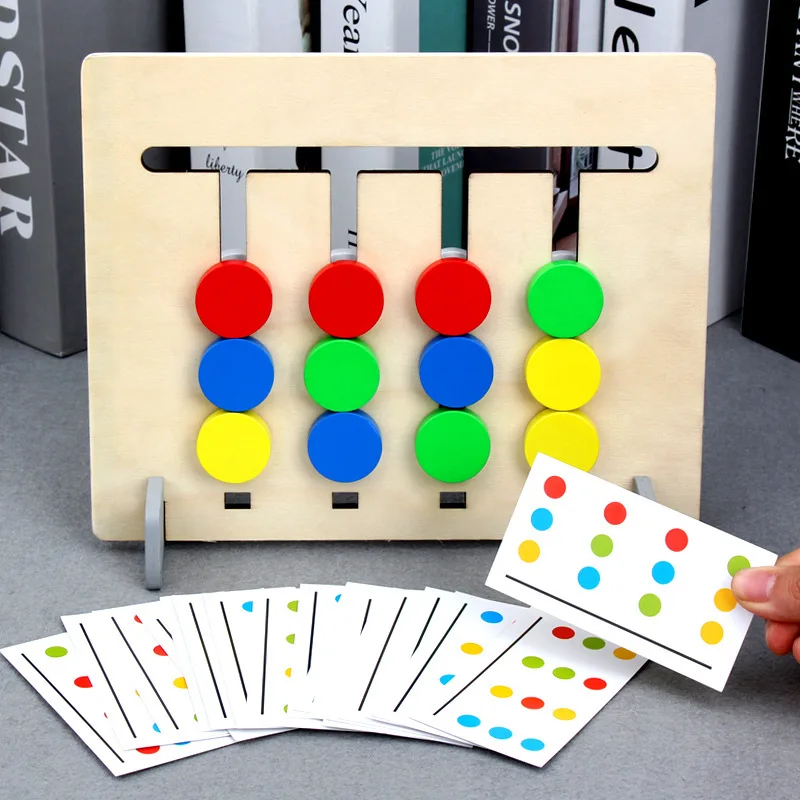 

Деревянная развивающая игрушка, двусторонняя игра с логическими расстройствами, обучающие игрушки для детей, Обучающие игрушки NSV775