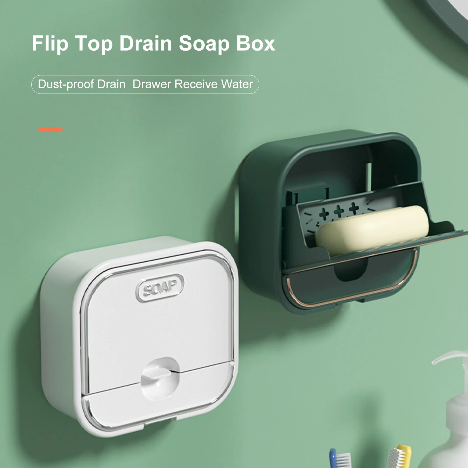

Wall Mounted Soap Rack Multi-Color Dust-proof Keep Soap Bars Dry Soap Holder Soap Box For Home Bathroom Storage Shelves Rack