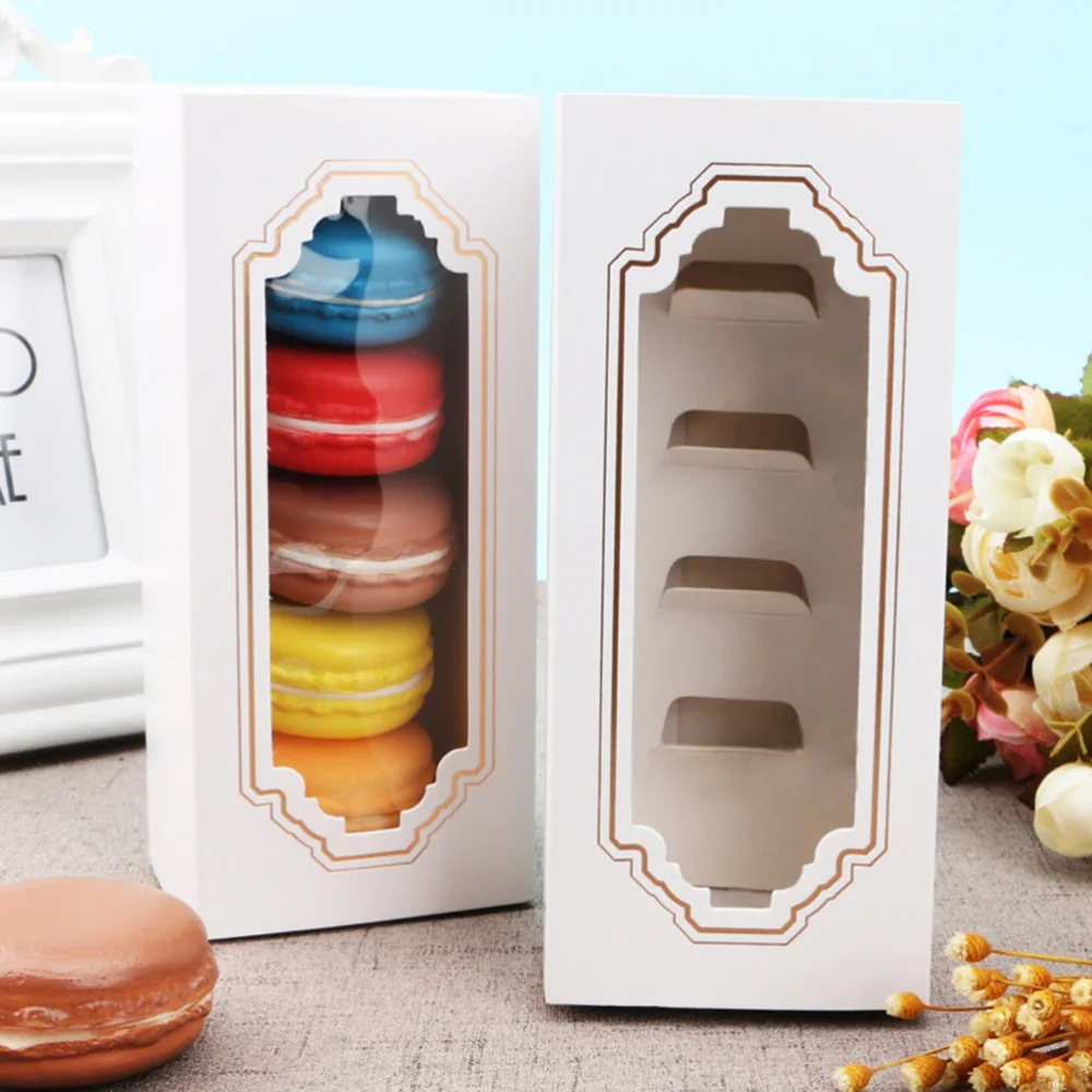 

30PCS Macarons Box for 5 Macaron Container Drawer Type Macaron Boxes Cookie Cake Dessert Party Gift Packing Box with Clear Windo