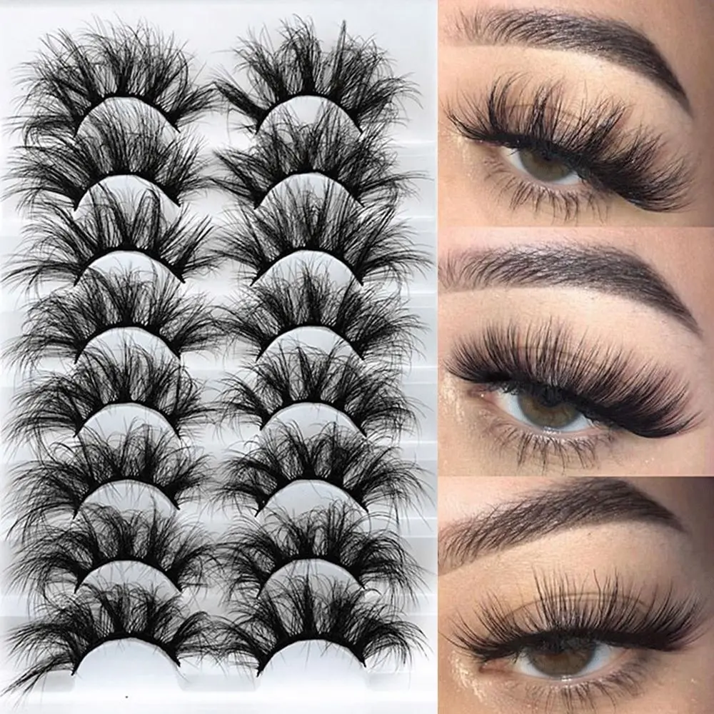 

Lashes 25mm 8Pairs 6D Faux Mink Lashes Fluffy Soft Wispy Volume Natural Long False Eyelashes Eye Lashes Reusable Eyelashs Makeup