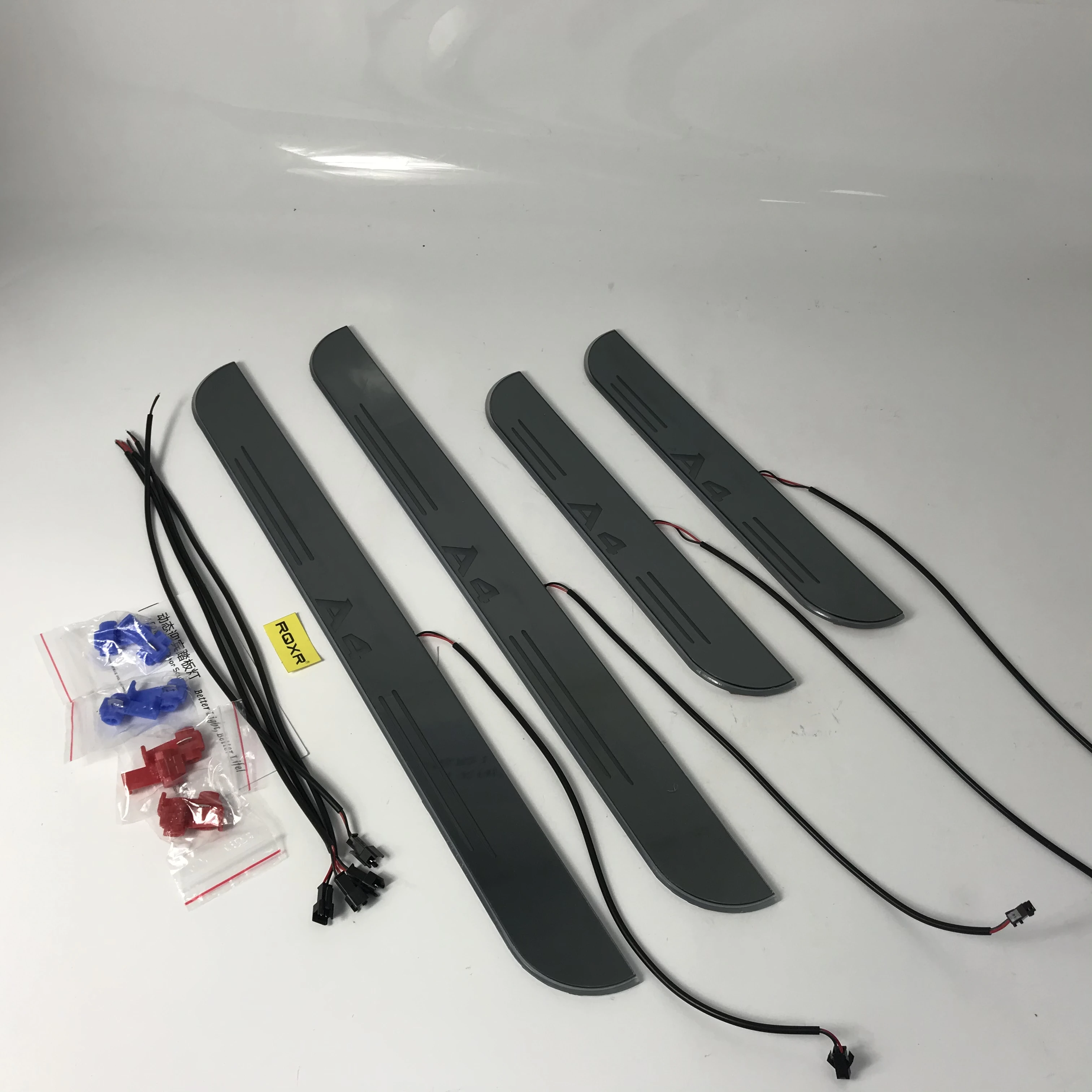 

Infrared sensor control led door sill plate strip welcome light threshold guard protectors for Audi A4