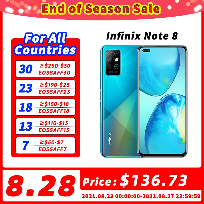 Смартфон Infinix Note 8 6 + Глобальная версия ГБ экран 95 дюйма Восьмиядерный процессор