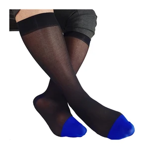 Новые стильные мужские формальные Классические носки, высококачественные брендовые Ультратонкие мужские носки, сексуальные синие носки с длинным рукавом, гей-чулки с белым носком