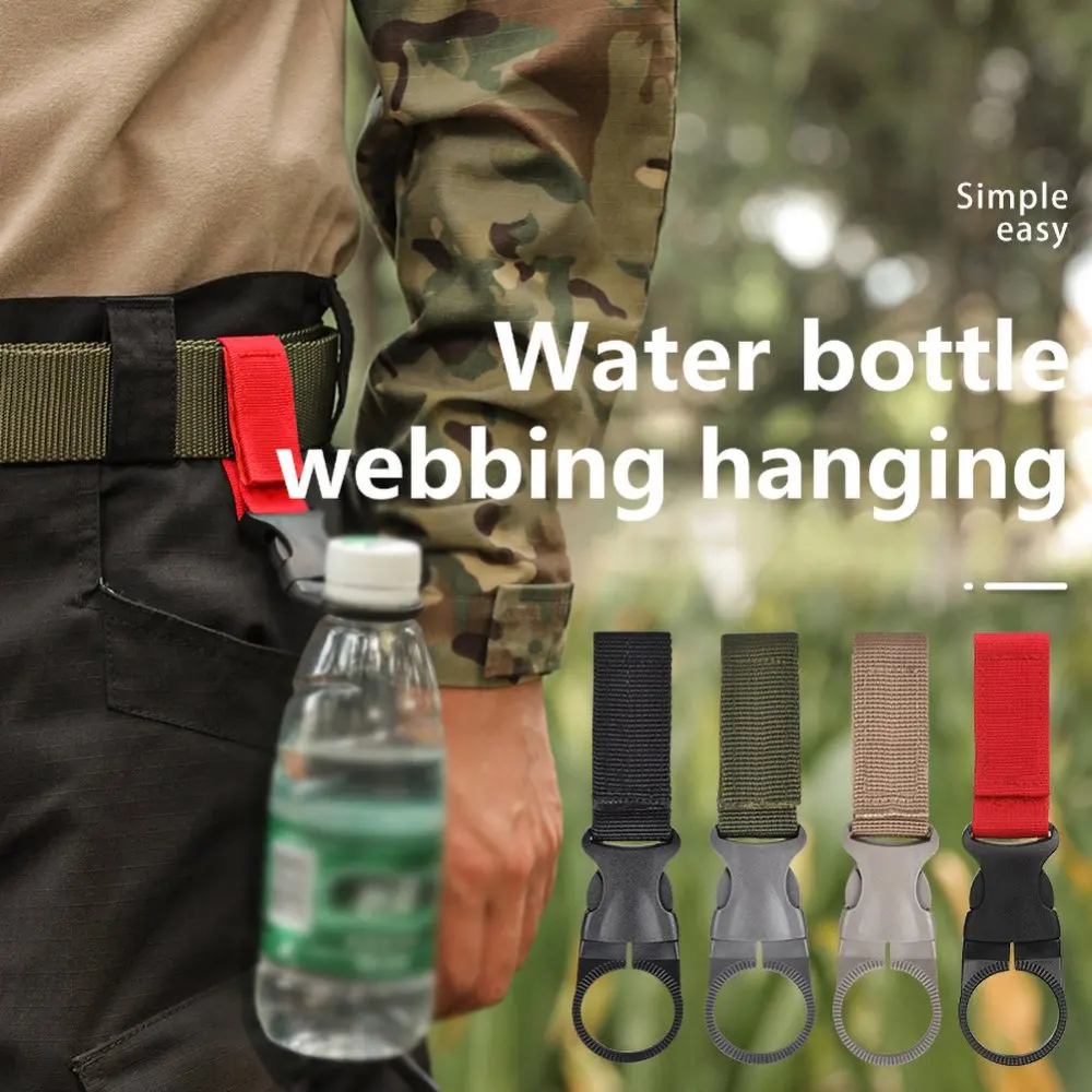 

Outdoor Water Bottle Buckle Webbing Backpack Hanger Hook Buckle Clip Tactical Nylon Kettle Water Bottle Holder Clip Keychain