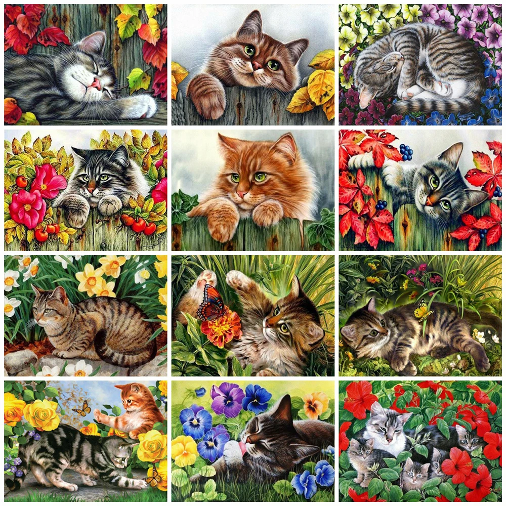 

MomoArt 5D DIY Алмазная Вышивка Животных мозаика набор для картин из алмазов Кот Вышивка крестиком цветок картина Стразы для рукоделия