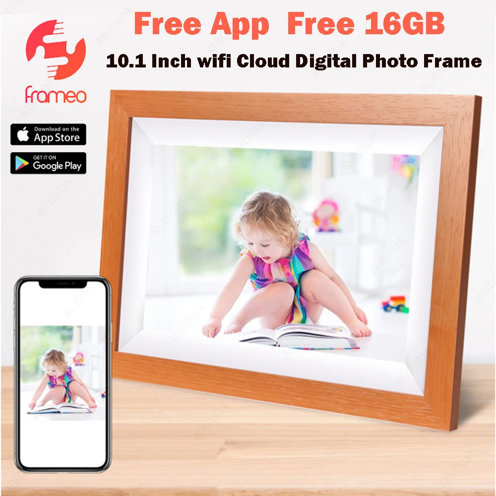 10.1Inch WIFI Digital Photo Frame APP Frameo Digital Picture Frame Smart Electronic Image Album Touch Screen Bulit-in 16GB