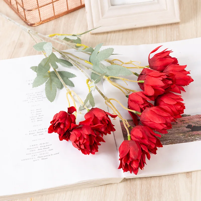 

Artificial Bergamot Flower Wedding Bouquet Home Living Room Restaurant Hotel Decoration Party Photography Christmas Decoration