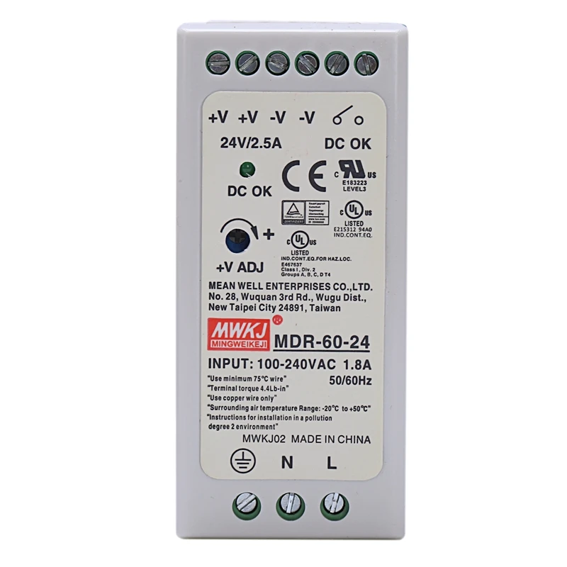 MDR-60 24 в 60 Вт din-рейка источник питания ac-dc драйвер регулятор напряжения мощность