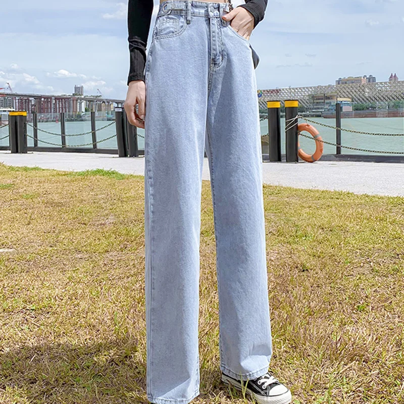 

Woman Jeans High Waist Clothes Wide Leg Denim Clothing Blue Streetwear Vintage Quality 2021Fashion Harajuku Straight Pants