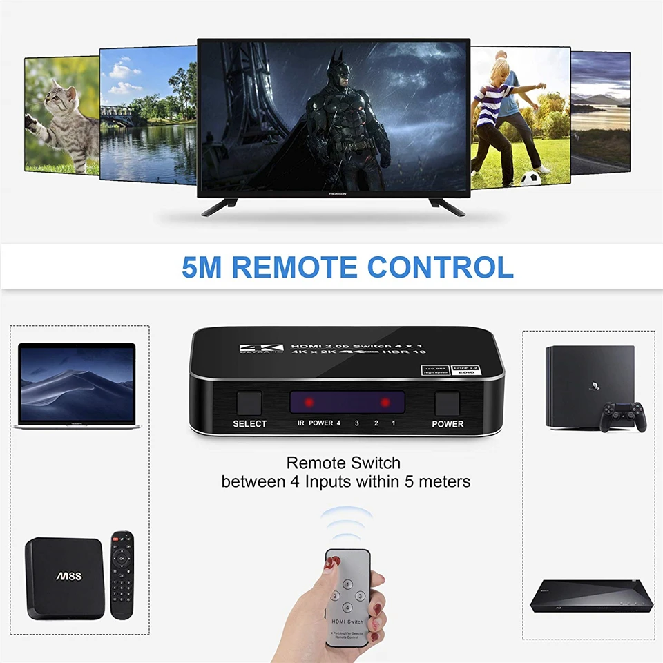 2020 4 порта 18 Гбит/с HDR 4K HDMI 2 0 переключатель 4x1 Поддержка HDCP Переключатель