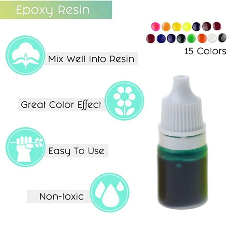 

Epoxy Resin Pigment 15 Color Liquid Highly Concentrated Epoxy Resin Colorant Resin Coloring Art Jewelry Making Supplies 97QF