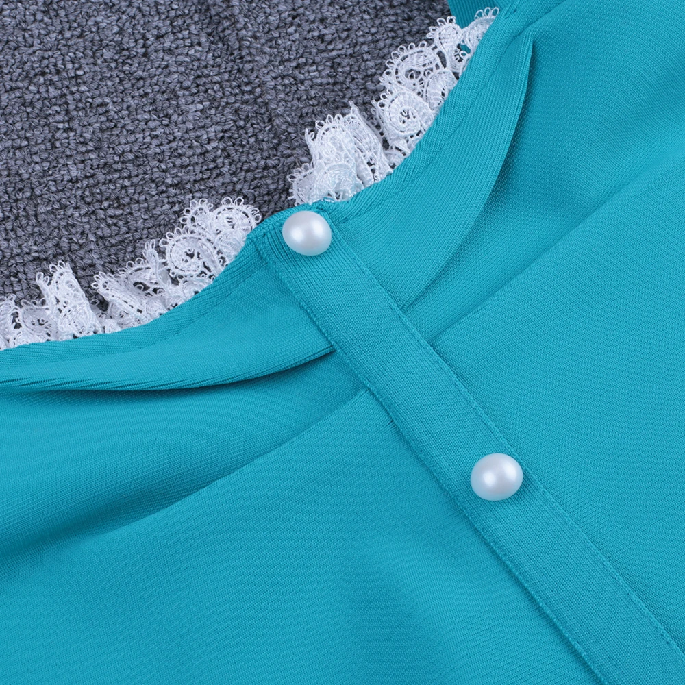 

2020 New Arrival Summer Women Beaded Lace Bandage Dress Sexy Aqua Blue Bandage Dress Bodycon Club Evening Party Dress