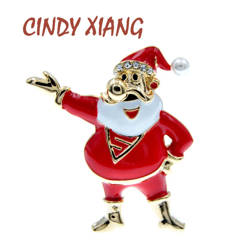 CINDY XIANG эмалированная брошь Санта Клауса красного цвета с рождественской
