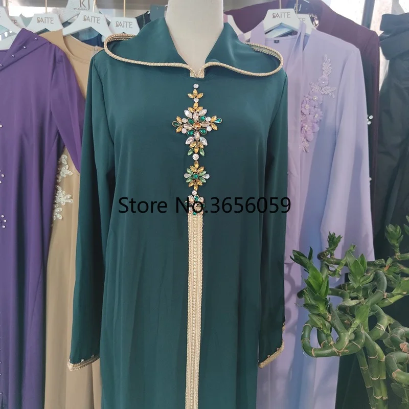 2XL Дубай Abaya Jellaba женская мусульманская Мода Ручная работа Стразы Халат с