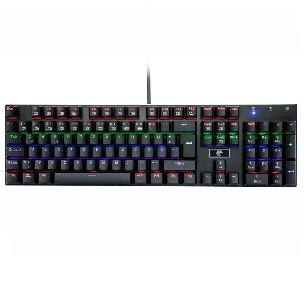 

Z-88 Mechanical Gaming Keyboard ,105 Keys QWERTZ German Layout Led Backlit Outemu Switch Gamer Keyboard , Black