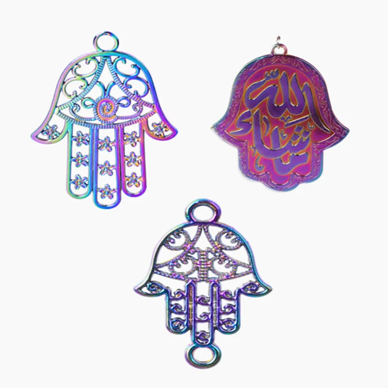 

Vintage Metal Lucky Fatima Hamsa Hand Charms Handmade Big Death Eye Palm Pendant For Necklaces Bracelet Jewelry Making Supplies