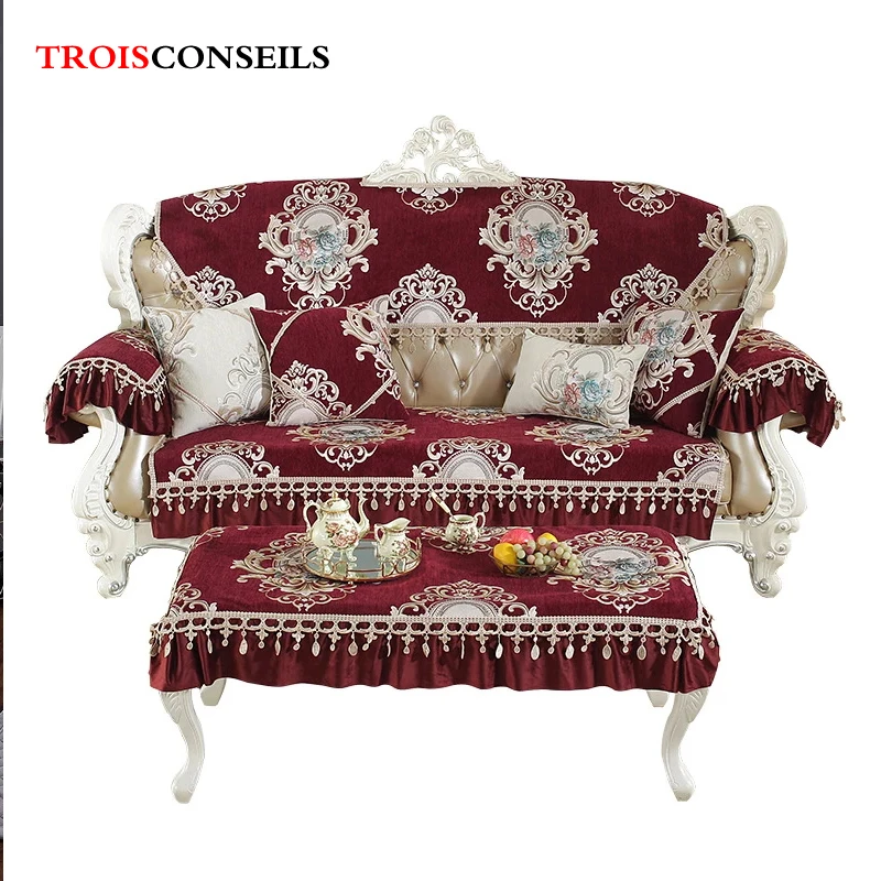 

European style Four seasons sofa cover Anti-skid Chenille General embroidery towel sofa cover modern slipcover free shipping