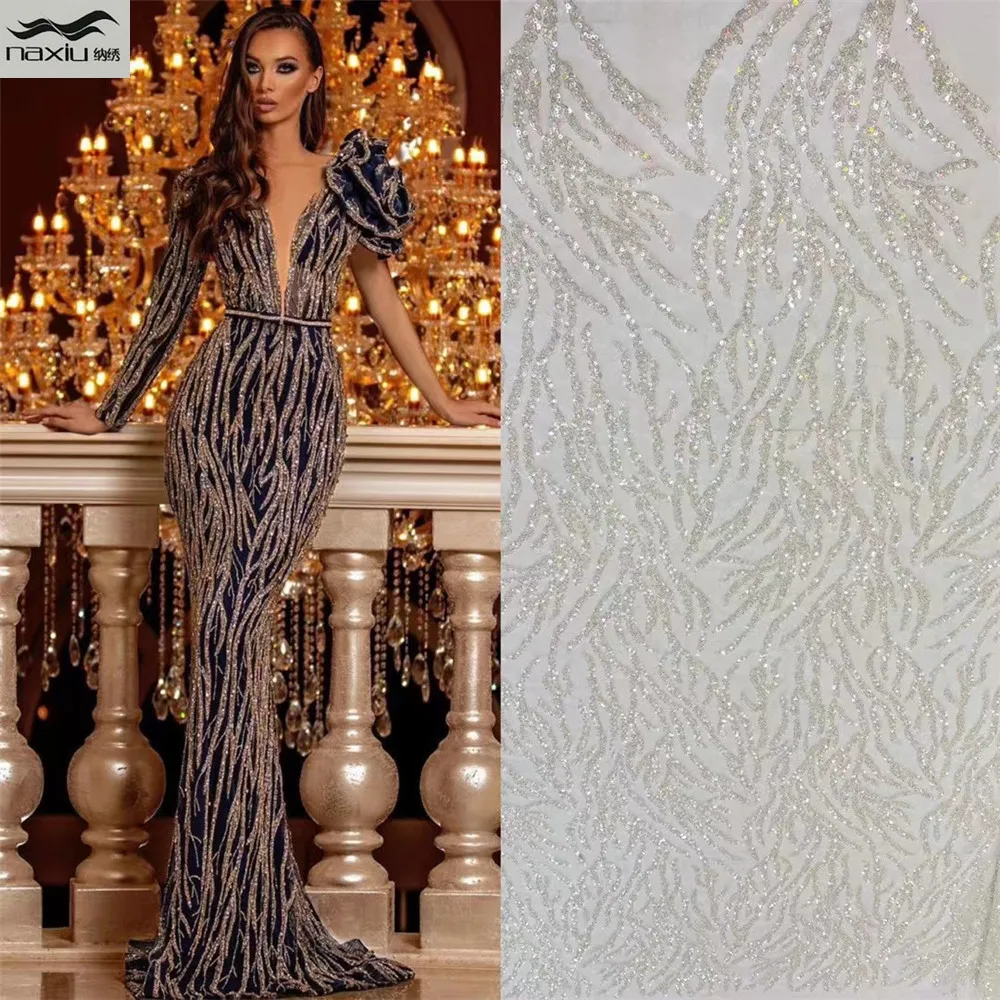 

Madison French Sequins Lace Fabric 2021 High Quality Lace Embroidery Nigerian African Lace Fabric For Wedding Sewing
