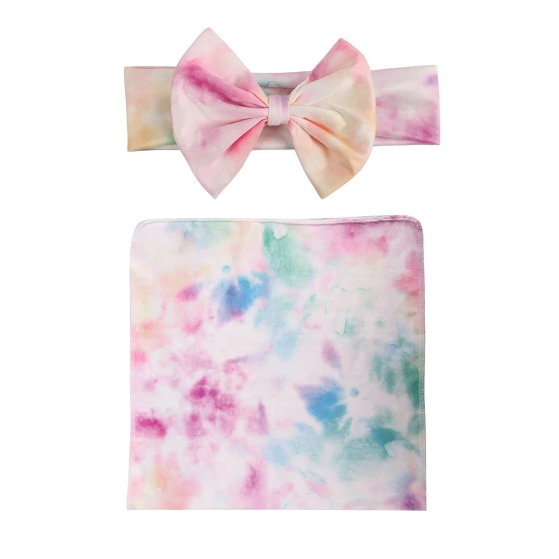 

Newborn Gradient Color Receiving Blanket Baby Swaddle Wrap Photography Prop Baby Blankets Newborn Sleeping Swaddle Wrap Headband