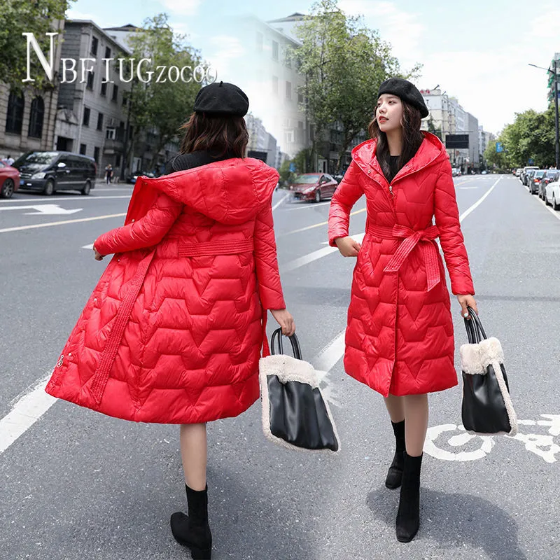 

2020 New Winter Women Parkas Korean Slim Fashion Hooded Warm Female Overcoat