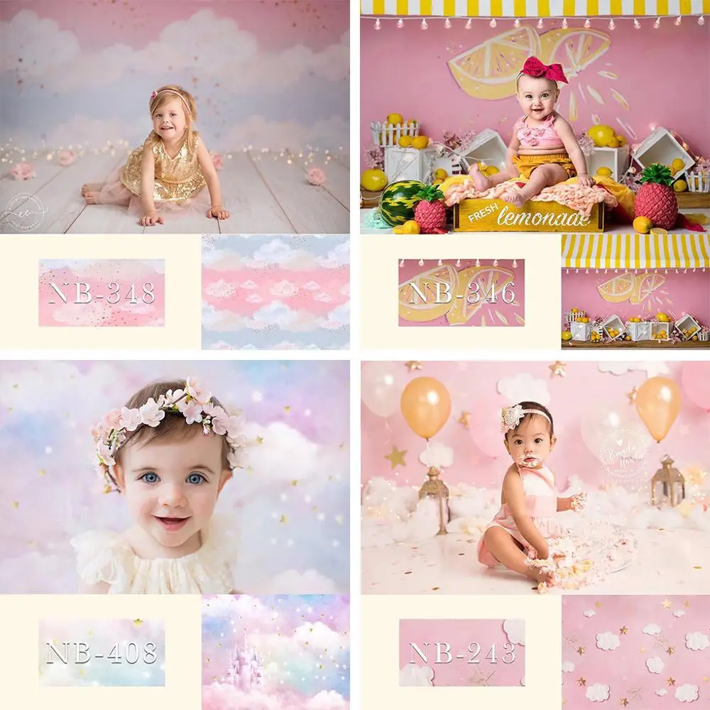 Фон для фотосъемки новорожденных Mehofond розовое облако лимон детский душ День