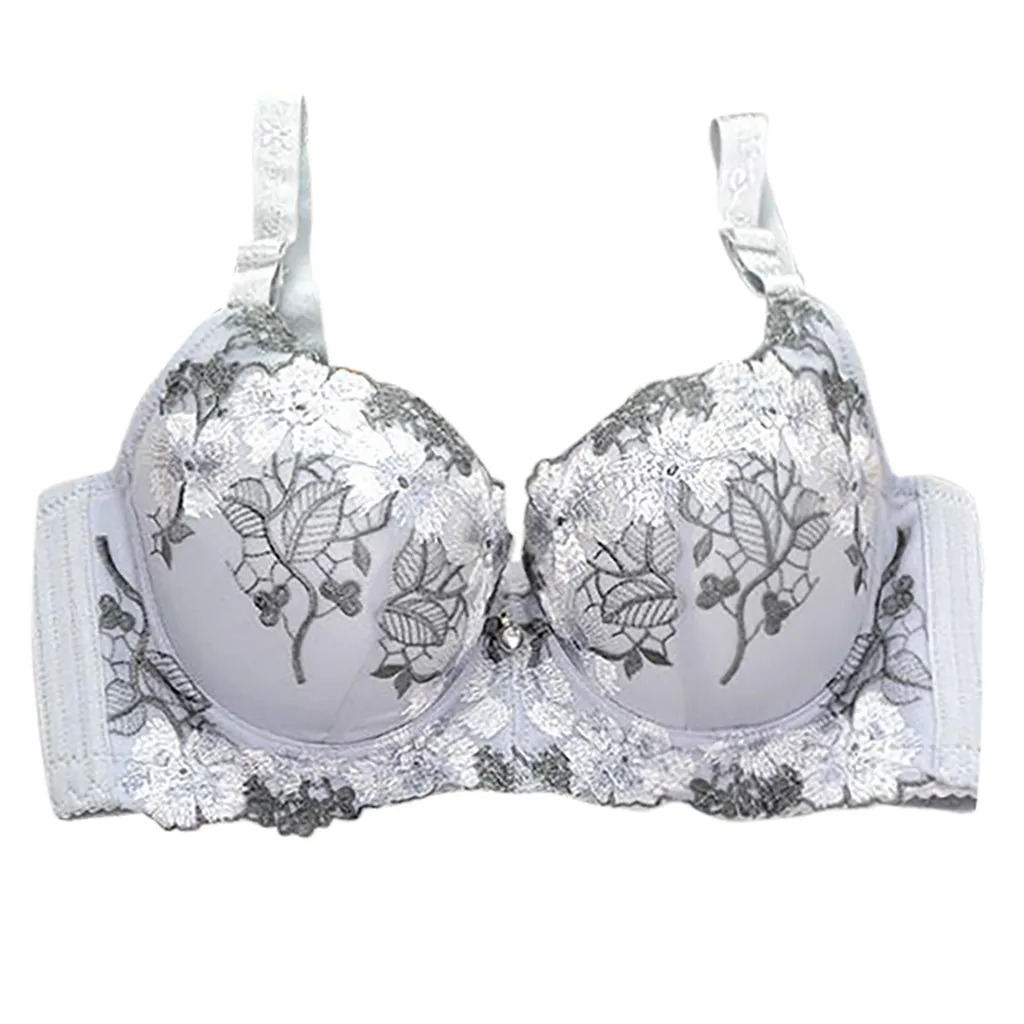 Женские бюстгальтеры большого размера для женщин с вышитым принтом регулируемые