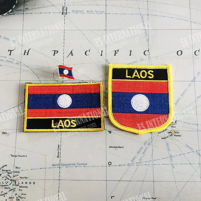Нашивки с национальным флагом Лаоса повязка на руку нашивки вышивкой и заколка