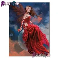 5d diamond painting girl in red dress diy full squareround rhinestones cross stitch embroidery picture girl decoration gift