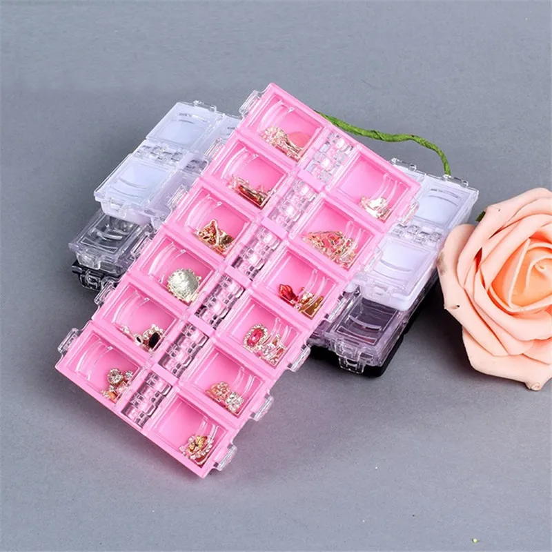 12 Slots Plastic Adjustable Clear Jewerly Makeup Case Rhinestones Organizer Earring Holder Nail Art Tools Storage Box | Красота и