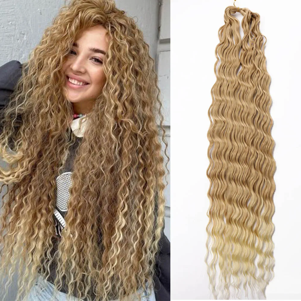 

Zizi синтетические волосы с крупными волнами, вязаные крючком, океанская волна, 32 дюйма светильник Кая оплетка, удлинители волос, кудри афро, к...