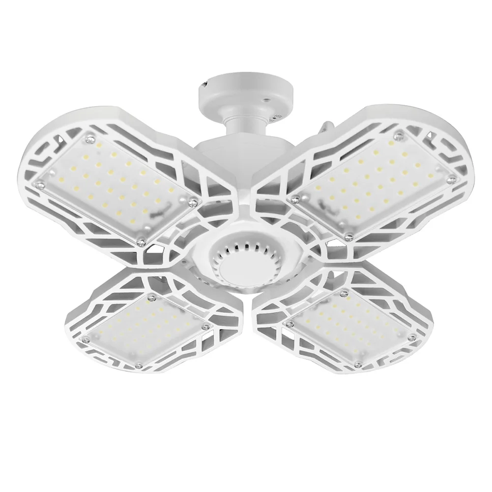 

E27 80W Deformable Lamp Warehouse Basement Hollowed Out Ceiling Four Leaf Easy Install Workshop LED Garage Light Industrial Barn