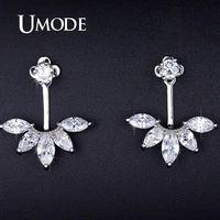 umode fashion earring jewelry zirconia crystal ear jackets jewelry leaf ear stud earrings for women boucle doreille aros ue0242