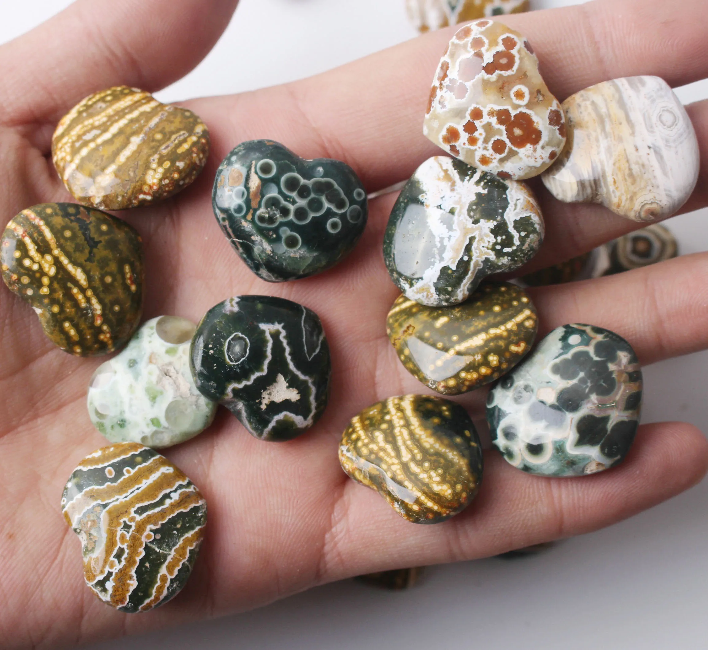 20-30 мм океанская яшма любовь в форме сердца кристалл кулон ювелирные изделия